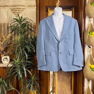 Vintage 70s Levi’s Panatela 2-Piece Leisure Suit 46R | Powder Blue Gold Buttons